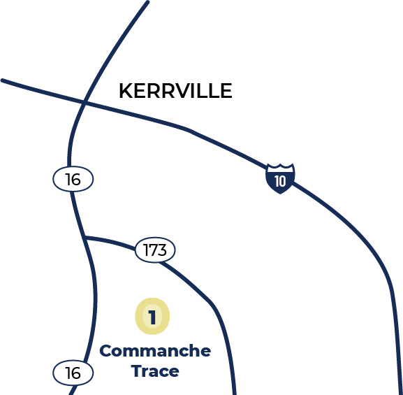 Map-CommancheTrace Visual Directions to the Commanche Trace community in Kerrville, Northwest of San Antonio
