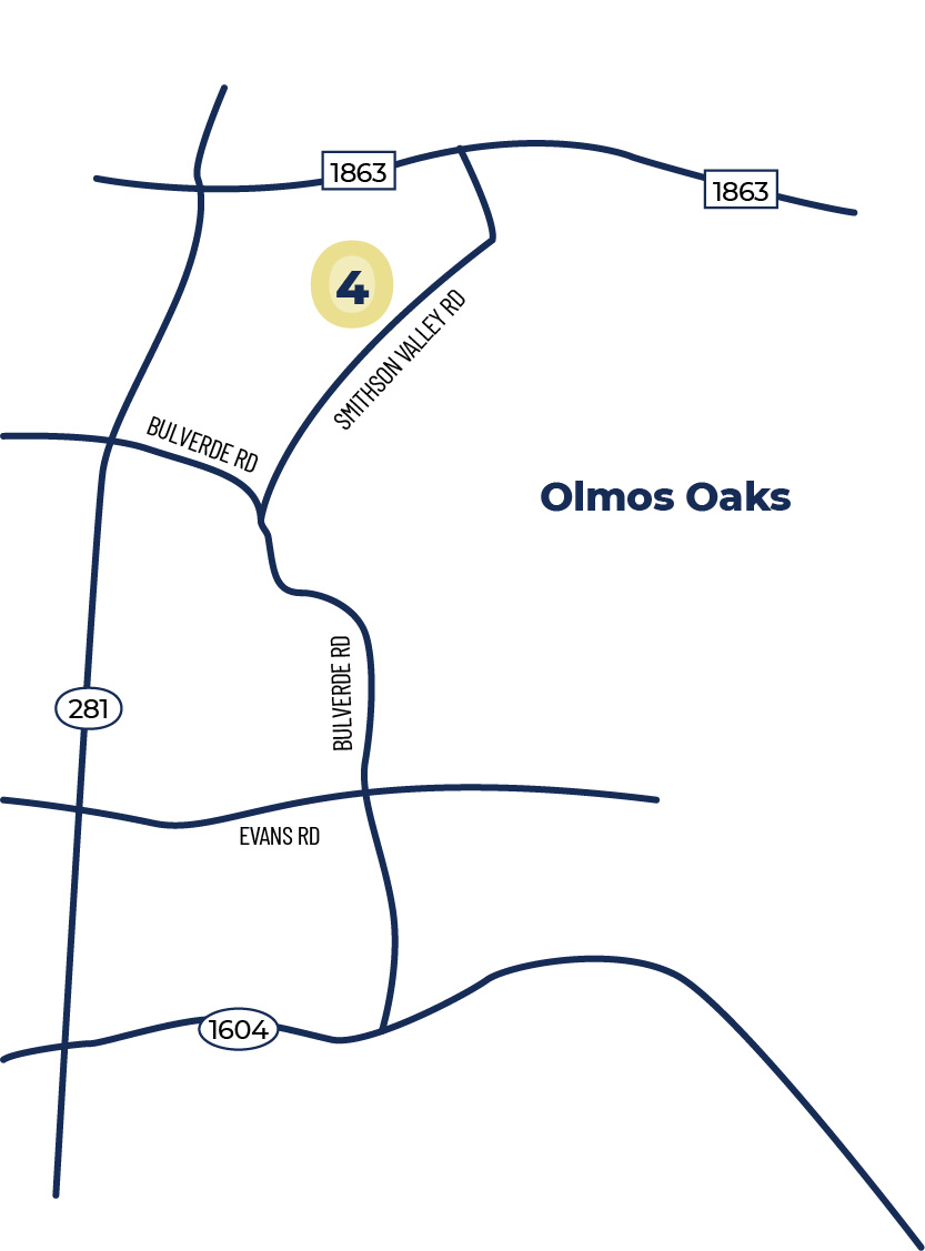 Map-Olmos Oaks Visual Directions to the Olmos Oak community in Bulverde, North of San Antonio